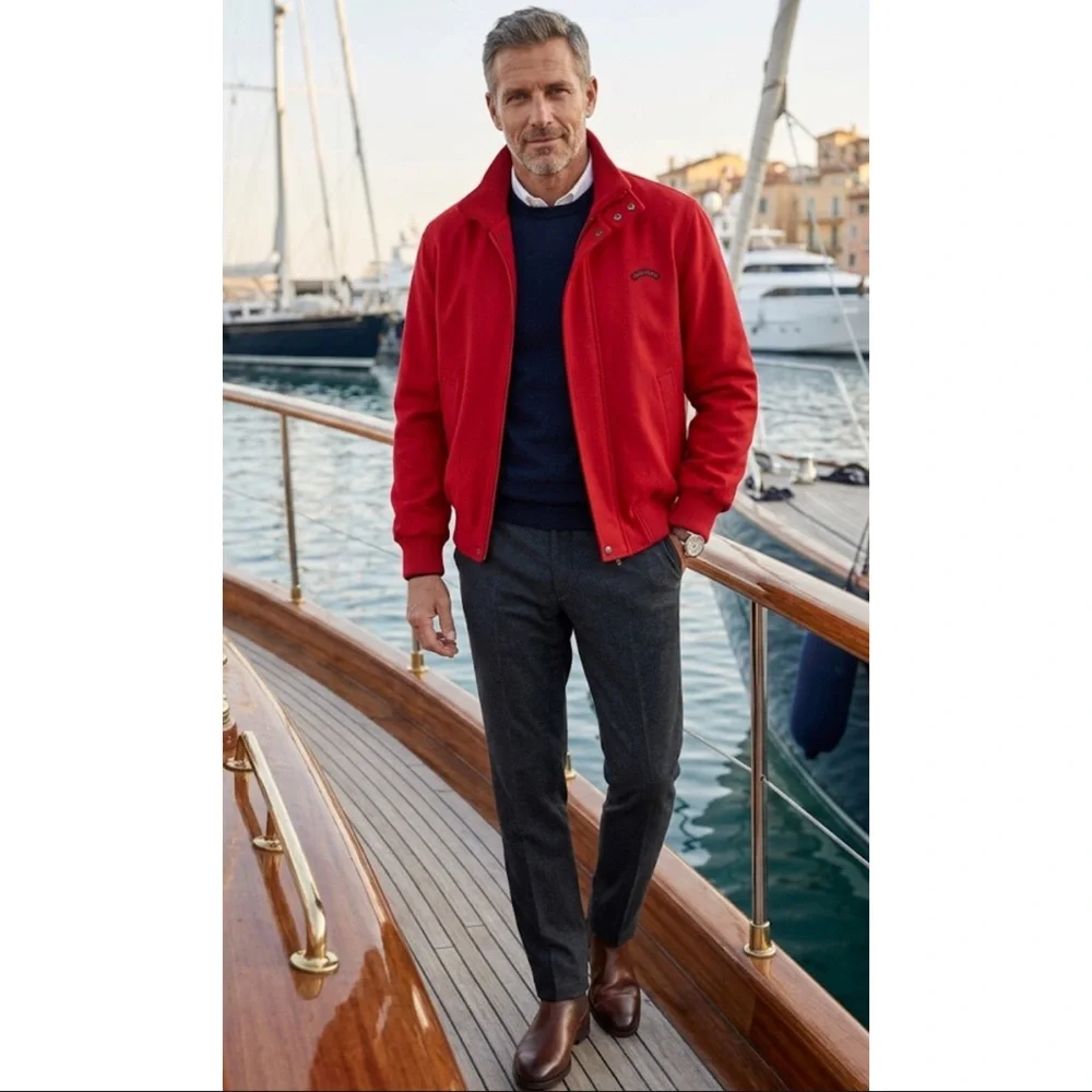 Paul & Shark Red Wool Yachting Bomber Jacket